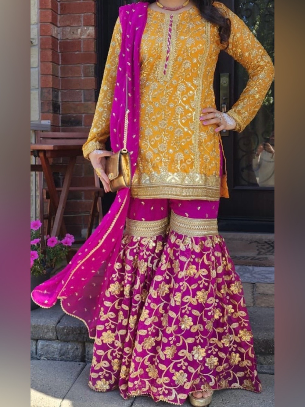 Gharara 3 piece set, Dholki, Mayoun, Mehndi